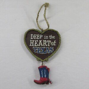 HEB Christmas Ornament "Deep In The Heart of Texas" Resin Cowboy Boot